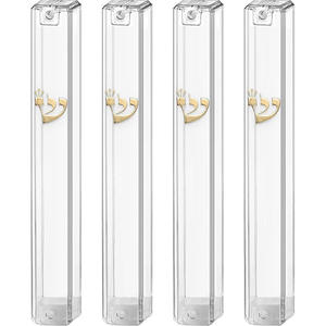 Mezuzah per <span class=keywords><strong>Porta</strong></span> Rotonda Bianca in Plastica Trasparente ad Alta Durezza, Impermeabile, Autoadesiva, Decorazione per Casa Ebraica, Regalo, Prodotto in Cina - Product Image 1
