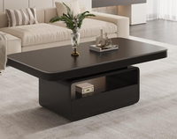 Table basse minimaliste et écologique avec plateau en pierre frittée, structure en bois, emballage plat et montage facile pour appartement