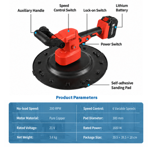 Máquina para Alisar Paredes con Disco Grande, Motor sin Escobillas, 6 Velocidades Variables, Herramienta Eléctrica Manual para Acabado de Masilla - Product Image 2