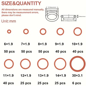 Silicone O-Rings 10 Sizes Oil Heat Resistant Automotive Pipeline <b>Seals</b> Shaft <b>Seal</b> Wear Resistant RoHS Compliant GB Standard - Product Image 4