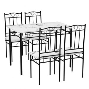 Cross-border <b>white</b> marble patterned dining <b>table</b> and chair set, home furniture, simple <b>small</b> apartment kitchen and living room - Product Image 5