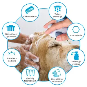 Dog Grooming Tools Pet Products Cat Dog Bathing Shower Brush Shampoo Dispenser