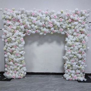 Arche de fleurs artificielle carrée, toile de fond blanche et rose, arche de fleurs artificielles pour décoration de mariage, cérémonie de remise des diplômes - Product Image 1