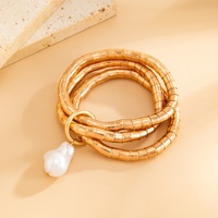 Bracelet vintage multi-couches en perles d'imitation baroques pour femmes, bracelet classique pour femme, accessoires de bijoux pour tous les jours