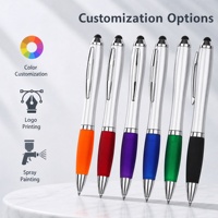 Stylet universel 2-en-1 avec stylo bille rotatif, logo personnalisé imprimé, poignée en caoutchouc pour le bureau, les étudiants et les cadeaux promotionnels