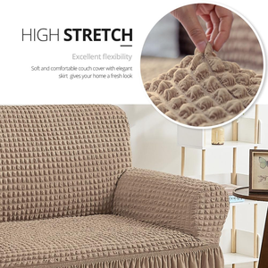 Light-Luxury Fabric <b>Sofa</b> Cover Full-Wrap Bubble-Gauze Solid Color All-Season Universal Global <b>Sofa</b> <b>Slipcover</b> - Product Image 2