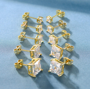 <span class=keywords><strong>De</strong></span> acero inoxidable corte <span class=keywords><strong>de</strong></span> <span class=keywords><strong>la</strong></span> princesa Stud pendientes para hombres mujeres <span class=keywords><strong>oreja</strong></span> Piercing pendientes Zirconia cúbica con incrustaciones - Product Image 5