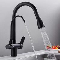 Robinet de cuisine extractible en laiton avec cartouche céramique, trois-en-un, monocommande, à poser sur comptoir, pour eau froide et chaude, pour évier de lavage de légumes