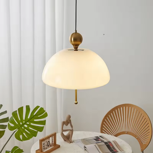 Lámpara De Seta creativa francesa Lámpara colgante de capullo de flor de cristal de jade blanco Retro - Product Image 2