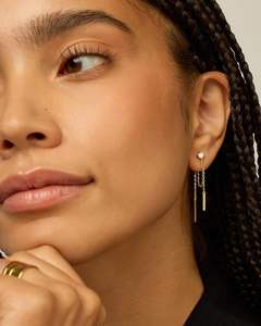 Boucles d'oreilles pendantes géométriques tendance en argent sterling plaqué or 18 carats pour femmes PAVOI |   Boucles d'oreilles en pierre naturelle pour - Product Image 2