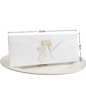 Invitaciones de boda de alta gama estilo europeo, invitaciones de boda modernas cortadas con láser, tarjetas de invitación con relieve. - Product Image 1