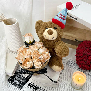 Oso de Peluche con Flores Simuladas de Capuchino, Regalo de Cumpleaños para Niña, Venta al por Mayor - Product Image 4