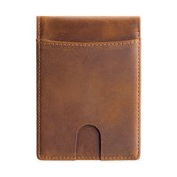 Dompet Kulit Crazy Horse Model Vintage untuk Pria, Dompet Lipat Dua Horizontal dengan 9 Slot Kartu, Tersedia Kustomisasi Grosir