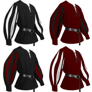 Costume médiéval pour homme, chemise tunique de guerrier Landsknecht, <span class=keywords><strong>pirate</strong></span> de GN allemand, hauts à lacets d'Halloween pour adulte, tenue Renaissance - Product Image 2