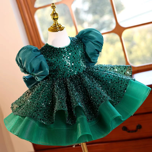 Nieuwe Collectie Boetiek Groene Prinses Baby Meisjes Pluizige Jurken Kids Trouwkleding Meisjes Feest Prom Jurk 1 Tot 12 Jaar - Product Image 3