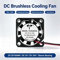 Ventilateur de refroidissement sans balais DC 2006 20x20x6mm 5V 12V 24V 8000~12000RPM Mini ventilateur axial 20mm CE RoHS pour petit appareil électronique