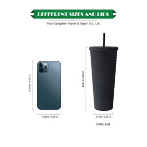 Mehrfarbiger 24oz Doppelwandiger Plastikbecher Wiederverwendbarer Blauer Tumbler Kunststoff-Trinkbecher Individueller 24 oz Eiskaffeebecher Mit Logo - Product Image 3