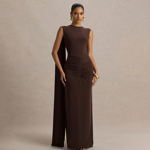 Vestido de Noche para Mujer, Sin Mangas, Espalda Descubierta, Color Sólido, Largo, Ajustado, para Fiestas Formales - Product Image 1