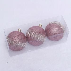 Bola <span class=keywords><strong>de</strong></span> adorno navideña <span class=keywords><strong>de</strong></span> plástico pintada a mano con purpurina gris y oro rosa <span class=keywords><strong>de</strong></span> lujo, venta al por mayor - Product Image 4