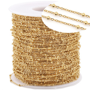 Chaîne en acier inoxydable plaqué or 18 carats avec fermoir perlé, style français, collier délicat, chaîne de clavicule, chaîne basique, plaqué sous vide - Product Image 1