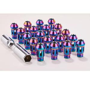 Écrous de roue en alliage de titane M12 M14 antivol, lot de 16+4 pour modification et amélioration de voiture, finition argent bleu - Product Image 3