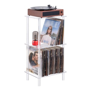 Support de tourne-disque à trois niveaux en acrylique transparent, simple et moderne, résistant à l'eau, pour le stockage et l'exposition de disques vinyles, table d'appoint - Product Image 1
