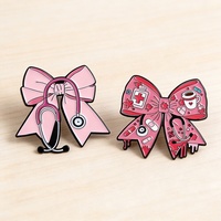 Bros Pin Stetoskop Seri Medis Pink Heart, Pin Logam Hiasan Fashion Perhiasan untuk Perawat Dokter, Hadiah Hari Perawat