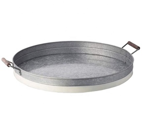 Plateau de service de luxe en métal avec poignée artisanale en métal galvanisé, conteneur galvanisé sur mesure avec revêtement en zinc - Product Image 1