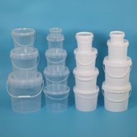 Seau d'emballage alimentaire en plastique recyclable transparent avec poignée, capacités 1L, 2L, 2,5L, 3L, 4L, 5L, avec couvercle inclus
