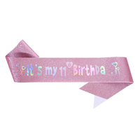Ensemble d'anniversaire rose pour filles, couronne, bandeau, kit de déguisement, accessoires de fête d'anniversaire