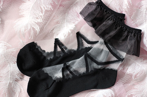 Primavera y verano nueva estudiante chica lolita Cruz vendaje hilo encaje calcetas de cristal mujeres Calcetines - Product Image 4