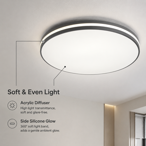 Plafonnier LED rond moderne ultra-plat en acrylique et fer, montage en surface, pour maison, salon, chambre, 200W, tricolore - Product Image 3