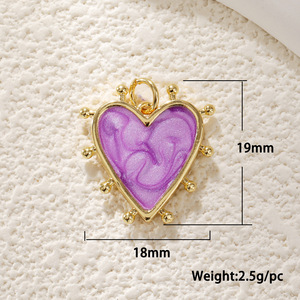 Enamel Lava Heart Charms Collection | 18K PVD Gold Plated Brass Trendy Pendants for DIY Necklace, <b>Bracelet</b> & Jewelry Making - Product Image 4