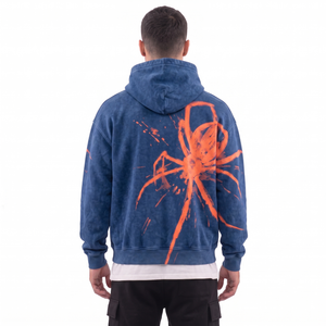 Sudadera con Capucha Personalizada con Estampado Gráfico Acid Wash para Hombre, Estilo Y2K con Estampado de Araña, Algodón Grueso, Oversize, Ropa Urbana, Venta al Por Mayor 7771 - Product Image 3