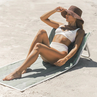 Chaise de plage pliante de luxe d'été avec dossier réglable, en aluminium, sans pieds, rembourrée, pour pique-nique et plage