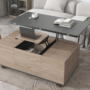 Màu đen óc chó rắn gỗ vòng hiện đại Bàn cà phê Nhật Bản phong cách tùy chỉnh nhà phân phối - Product Image 1