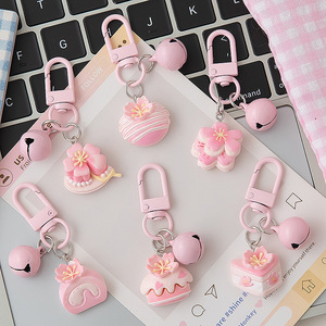Porte-clés <span class=keywords><strong>en</strong></span> forme de gâteau, figurines décoratives de simulation, thème Sakura, cadeau d'anniversaire pour les couples et les amis - Product Image 1