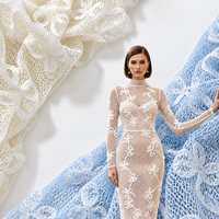 Tissu en maille à broderie florale 100% polyester, tissu léger en filet transparent pour robe, chemisier, vêtements pour femmes, tissus pour vêtements