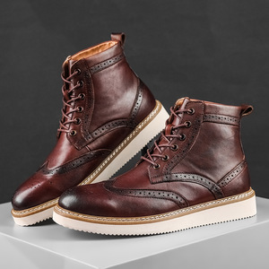 Bottes pour hommes personnalisées Usage quotidien Texture luxueuse Bottes de travail <span class=keywords><strong>vintage</strong></span> montantes Bottes courtes de <span class=keywords><strong>moto</strong></span> <span class=keywords><strong>Chaussures</strong></span> de haute qualité - Product Image 3