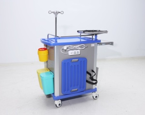 Troli Medis Kelas Militer Berbahan ABS untuk Penggunaan Rumah Sakit, Stasiun Trauma Bergerak 4 Roda dengan Dudukan Peralatan yang Dapat Diganti, untuk Pengukuran Tanda Vital - Product Image 4