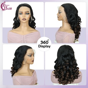FH Wholesale Loose Bouncy Curl Frontal <b>Wig</b> Human Hair #T2-4 13x4 5x5 Transparent Lace Natural Human Hair <b>Wig</b> for Women - Product Image 4