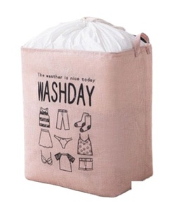 Household Printed Waterproof Cotton Linen Large Hamper Laundry Basket Washable Collapsible Closet Cloth Organizer Storage Bags