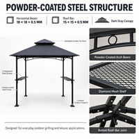 Gazebo BBQ avec auvent de couleur personnalisée et structure en fer thermolaqué pour la vente en gros et les projets hôteliers