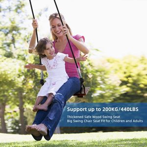 Columpio Colgante de Madera Natural Personalizado con Cuerdas Ajustables, Asiento y Silla de Columpio Resistente para Niños y Adultos, Interior y Exterior - Product Image 6