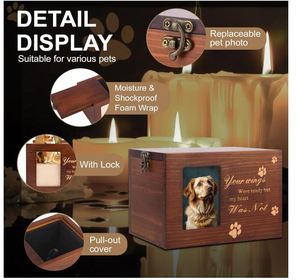 El yapımı Modern Pet anıt <span class=keywords><strong>Urn</strong></span> ahşap cenaze kremasyon sake sake kutusu fotoğraf çerçevesi kedi köpek külleri hatırlama hediye çekmeceler - Product Image 5
