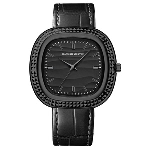 New Wholesale Vintage Gold Oval Men <b>Watch</b> 42mm Textured Dial 3BAR Leather Band Luxury Business Men Quartz <b>Watch</b> - Product Image 2