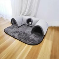 Nouveau matelas et tunnel pour chat en polyester, jouet à rouler sur le sol, lit pour chat détachable et lavable, jeu de cache-cache en forme de U, toutes saisons