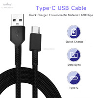 3A 2M Nylon trenzado USB2.0 Cable de datos de carga rápida con chaqueta de PVC USB C Rapide para Samsung IPhones Power Bank PC