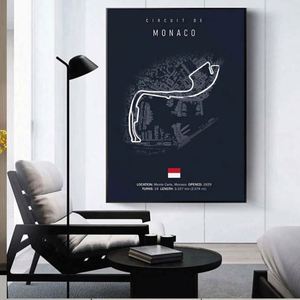 Formula 1 Imola Monaco Track Circuit <b>Canvas</b> Painting F1 <b>Wall</b> Art Nordic Poster Abstract Still Life Aesthetic Eco-Friendly High - Product Image 1