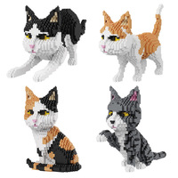 16036-16043 Serie de Bloques de Construcción Mini para Mascotas (Perros y Gatos), Pequeñas Partículas, Decoración, Juguete de Regalo para Niños y Niñas
